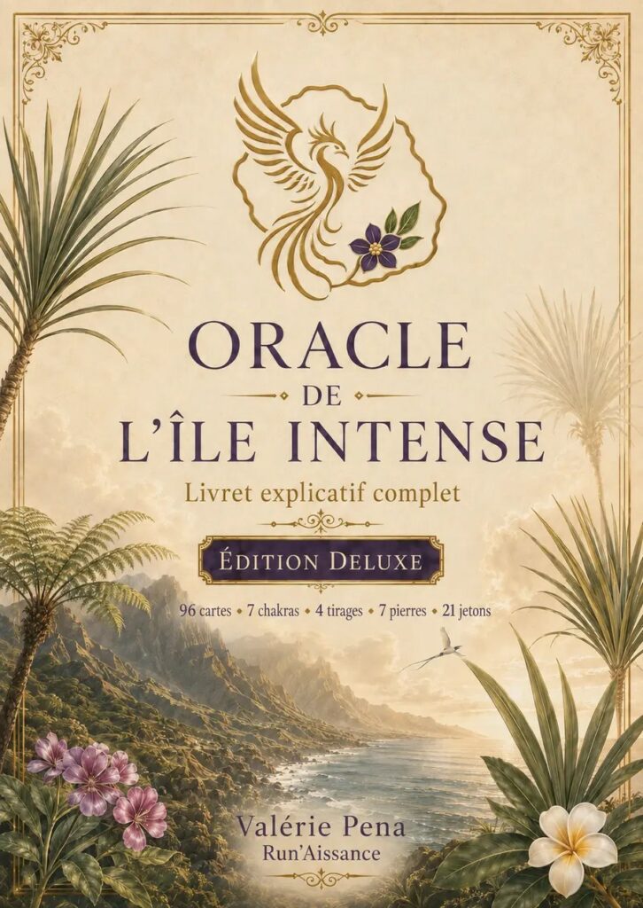 Couverture du livret explicatif Deluxe de l’Oracle de l’île intense – Run’Aissance