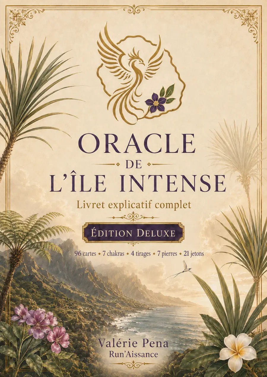 Couverture du livret explicatif Deluxe de l’Oracle de l’île intense – Run’Aissance